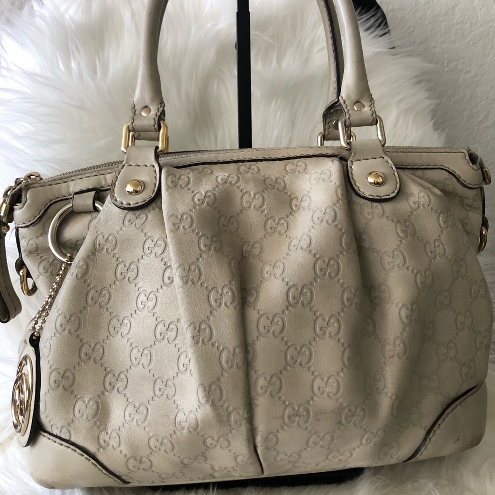 Authentic Gucci Guccissima off white Leather Tote